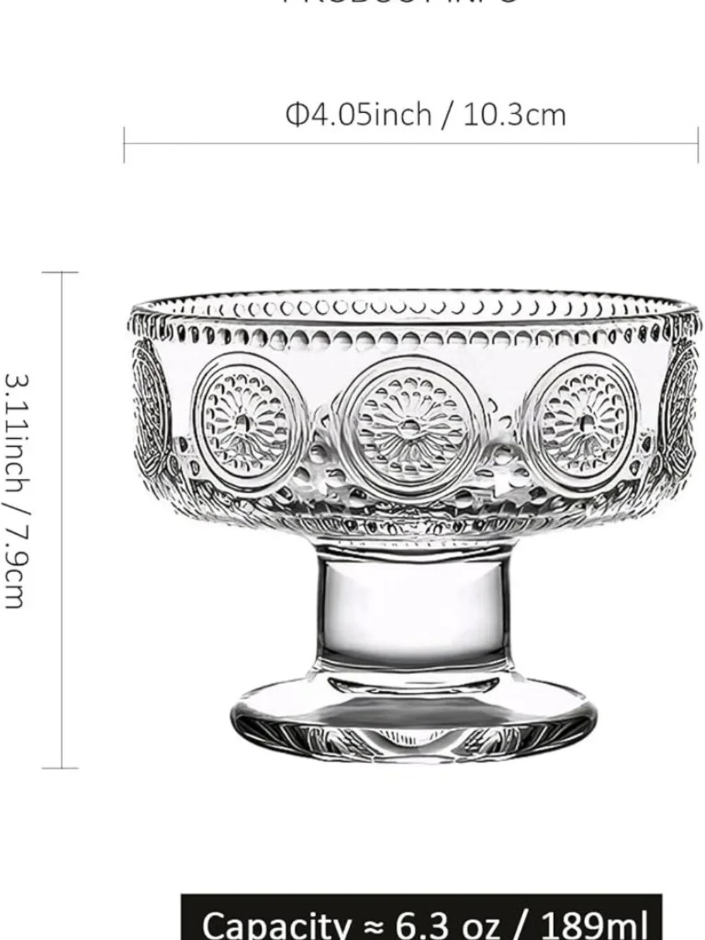 Ice Cream Cups, Glass Dessert Bowls Set of 5